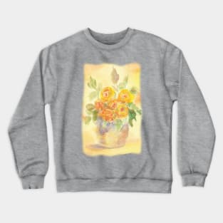 Yellow and Peach Flowers Crewneck Sweatshirt